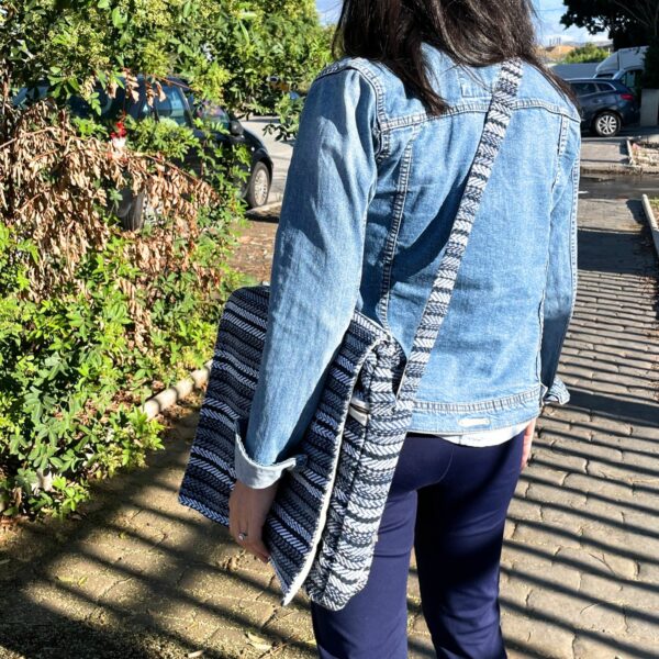 Soft Banjar Laptop Bag - Blue Strips - Image 2