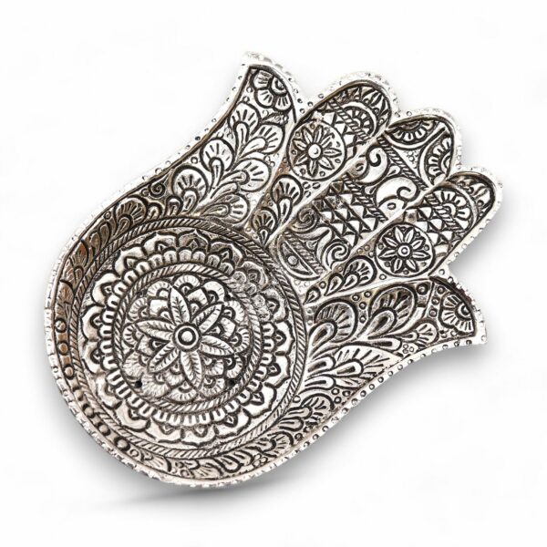 Polished Aluminium  Lrg Hamsa  Incense Holder - Image 4
