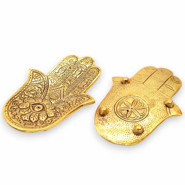 Gold Aluminium  Small Hamsa Incense Holder - Image 4