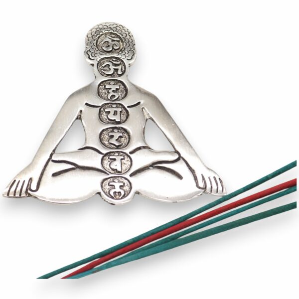 Polished Aluminum Seven Chakra Yoga Incense Holder - Image 4