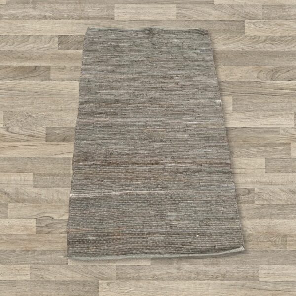 Small Indian Handloom Cotton Rug - Charcoal - Image 2
