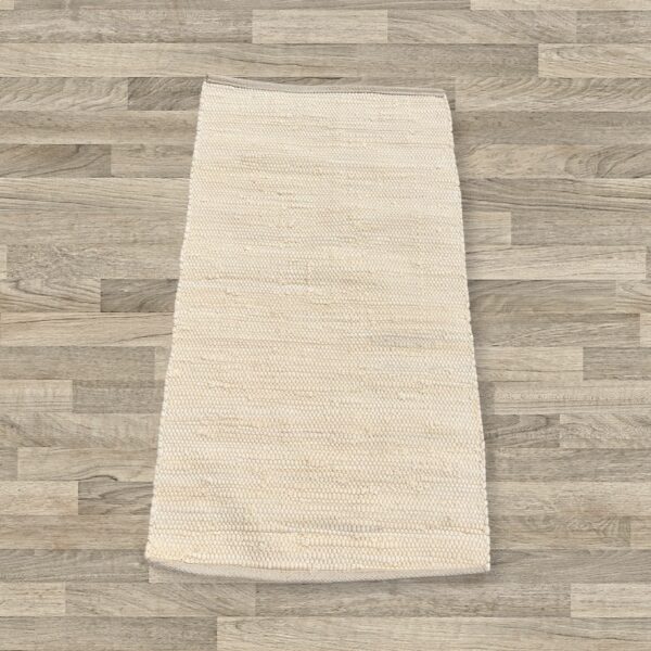 Small Indian Handloom Cotton Rug - Cream - Image 2
