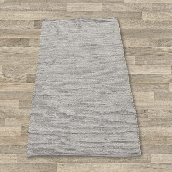 Small Indian Handloom Cotton Rug - Grey - Image 2