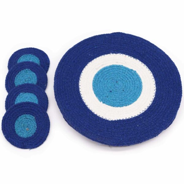 Set of Evil Eye Jute Rope Coasters & Mats (4 of each) - Image 4