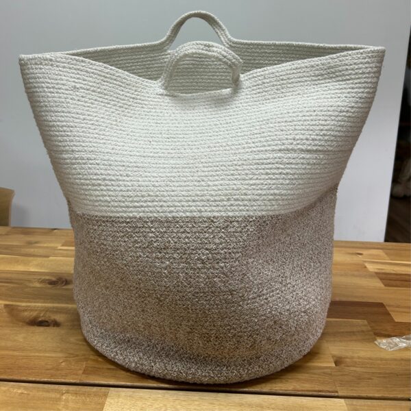 Cotton Rope Laundry / Storage Big Basket 45x40cm - Beige - Image 2