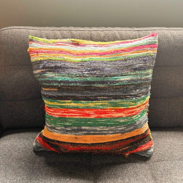 Rag Rug Cushion Covers - Natural Greens - Image 3