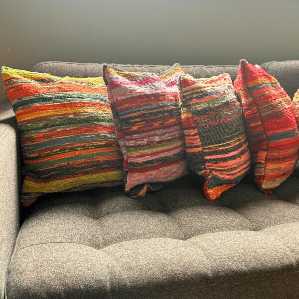 Rag Rug Cushion Covers - Rich Reds - Image 2