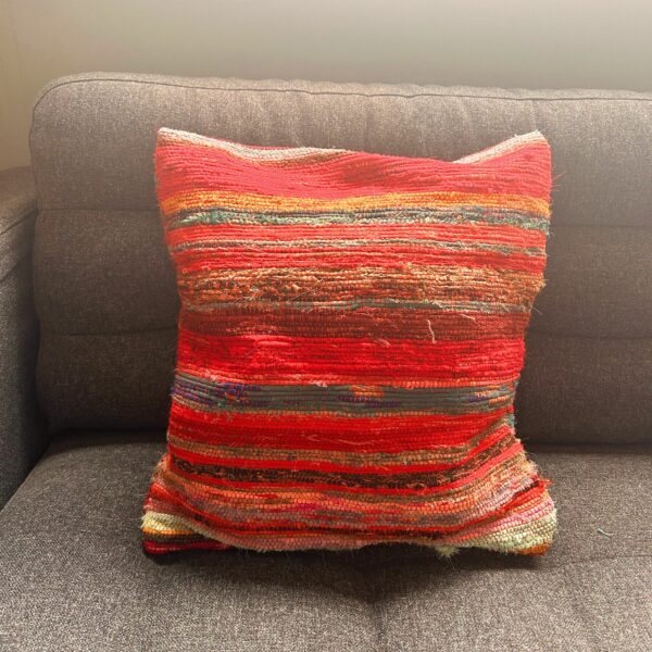 Rag Rug Cushion Covers - Rich Reds - Image 3