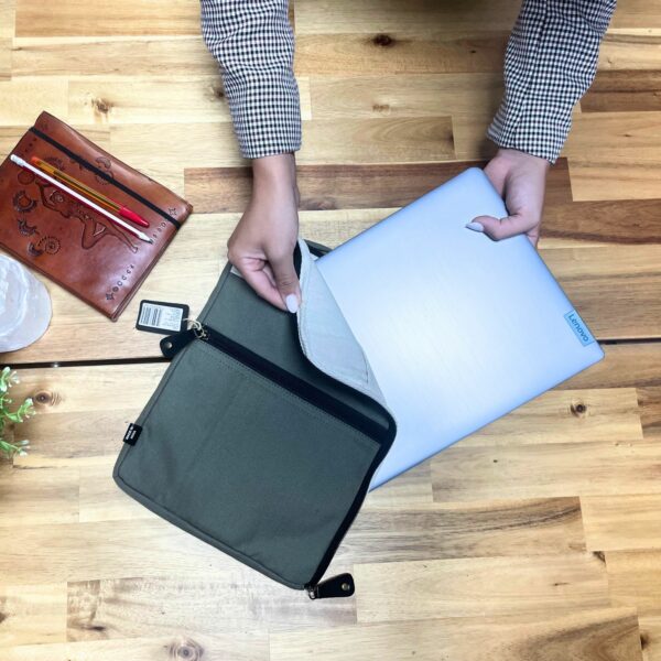 Canvas Travel Laptop Pouch - Olive - Image 7