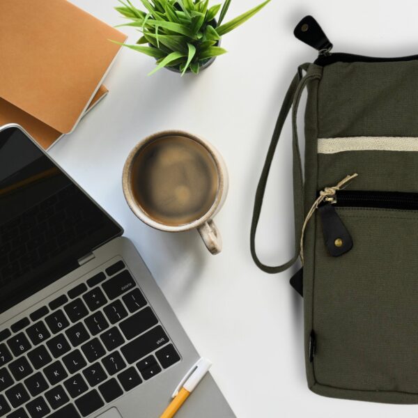 Canvas Large Laptop Pouch - Olive - Image 2