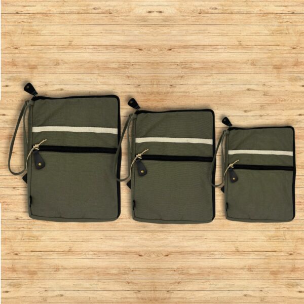 Canvas Large Laptop Pouch - Olive - Image 4