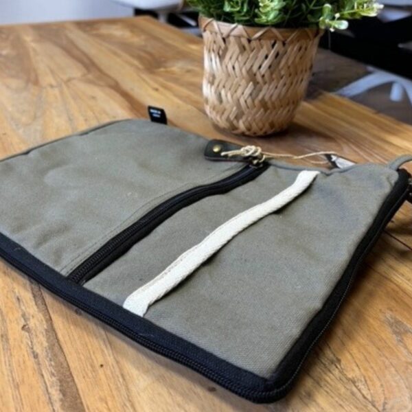 Canvas Large Laptop Pouch - Olive - Image 5