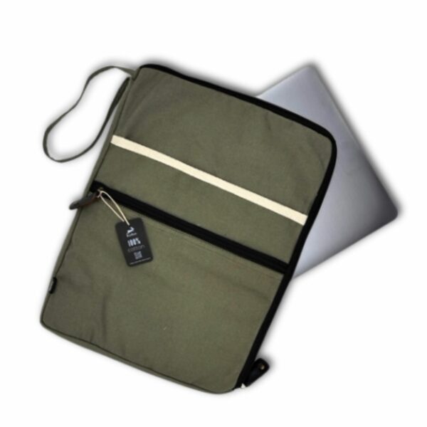 Canvas Large Laptop Pouch - Olive - Image 6