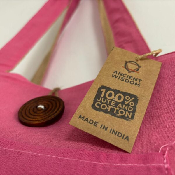 Jute & Cotton Reversible Big Bag - Pink - Image 3