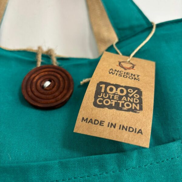 Jute & Cotton Reversible Big Bag - Teal - Image 6
