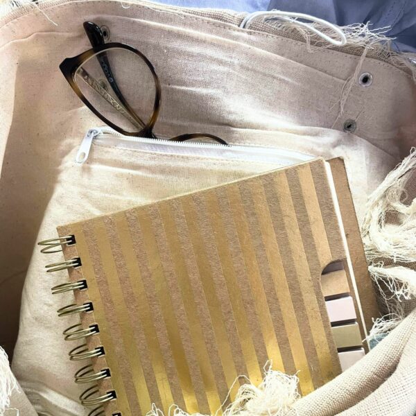 Natural Tote Bag Leather Handle - Mandela - Image 4
