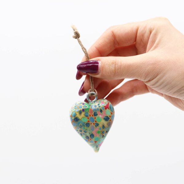 Small Decor Wood Heart -  Mediterranean Tile Pattern - Image 2