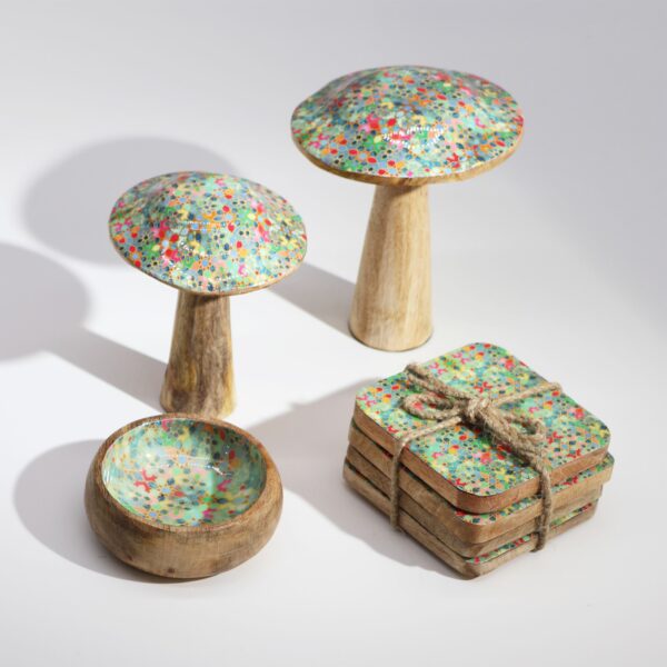 Large Wooden Mushroom - Mediterranean Tile Pattern - Image 4