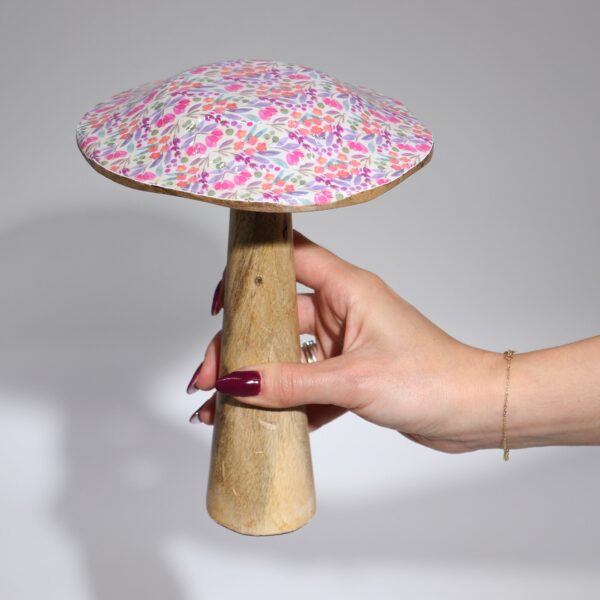 Large Wooden Mushroom - Pastel Hearts - Image 4