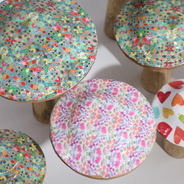 Large Wooden Mushroom - Pretty Floral - Image 2