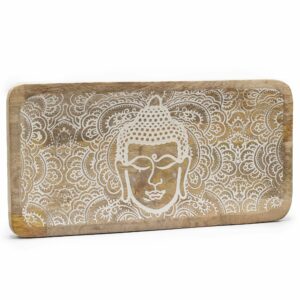 Long Tray 30x15x2.5cm - Buddha Face Whitewash