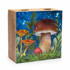 Big Square Box 15x17.5x8cm - Mushroom Design Teal
