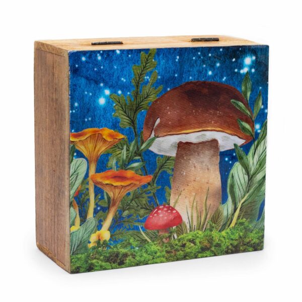 Big Square Box 15x17.5x8cm - Mushroom Design Teal