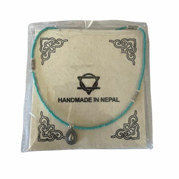 Nepalese Extra Fine Gem Necklace - Turquoise & Teardrop - Image 3