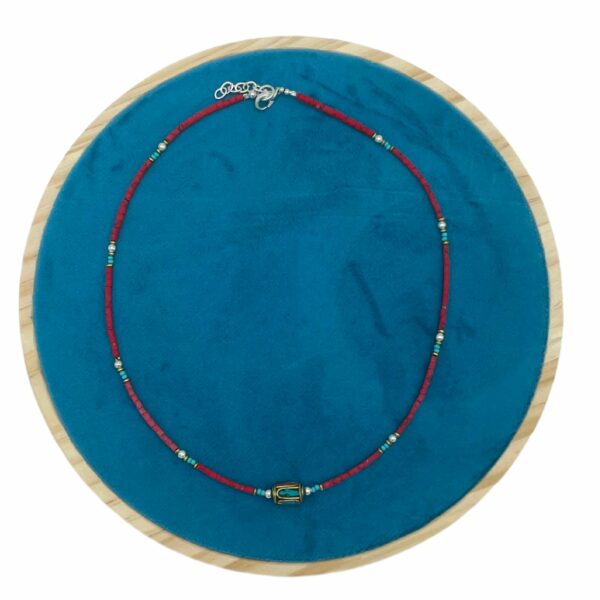Nepalese Extra Fine Gem Necklace - Coral Tribal Bead - Image 2