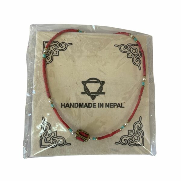 Nepalese Extra Fine Gem Necklace - Coral Tribal Bead - Image 3
