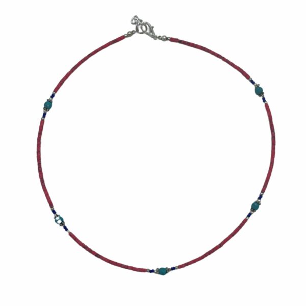 Nepalese Extra Fine Gem Necklace - Pink Coral & Turquoise Beads