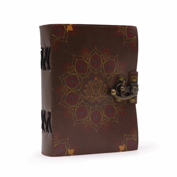 Leather Lotus Mandala Deckle-edge Notebook