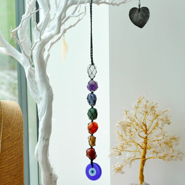 Hanging Chakra Stone  Pendant - Evil Eye - Image 3