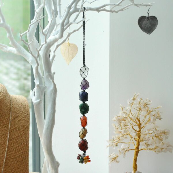 Hanging Chakra Stone  Pendant - Seven Chakra Chips - Image 2