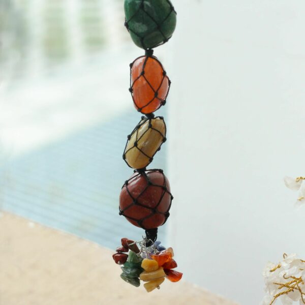 Hanging Chakra Stone  Pendant - Seven Chakra Chips - Image 3