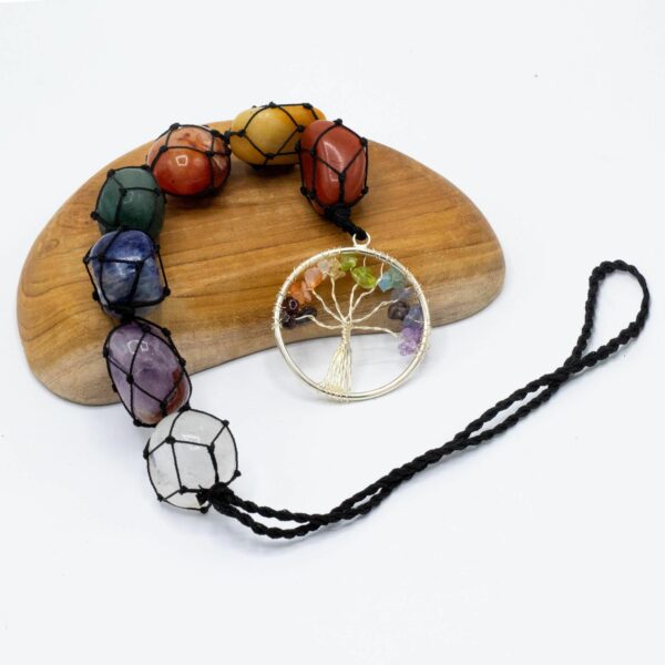Hanging Chakra Stone  Pendant - Tree of Life - Image 2