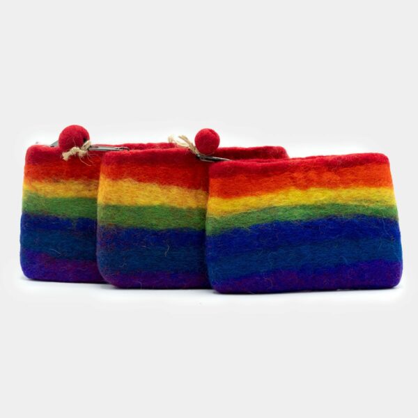 Natural Felt Zipper Pouch (asst) - Rainbow - Image 2