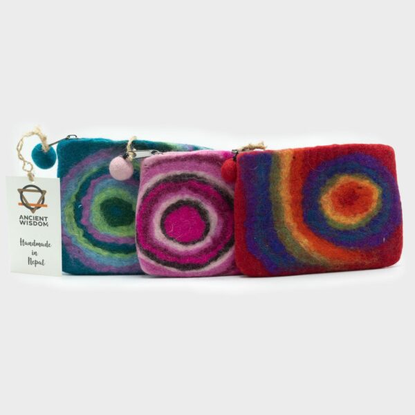 Natural Felt Zipper Pouch (asst) - Psychdelic - Image 2
