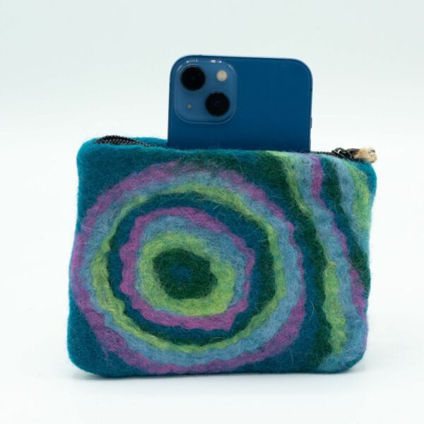 Natural Felt Zipper Pouch (asst) - Psychdelic - Image 3