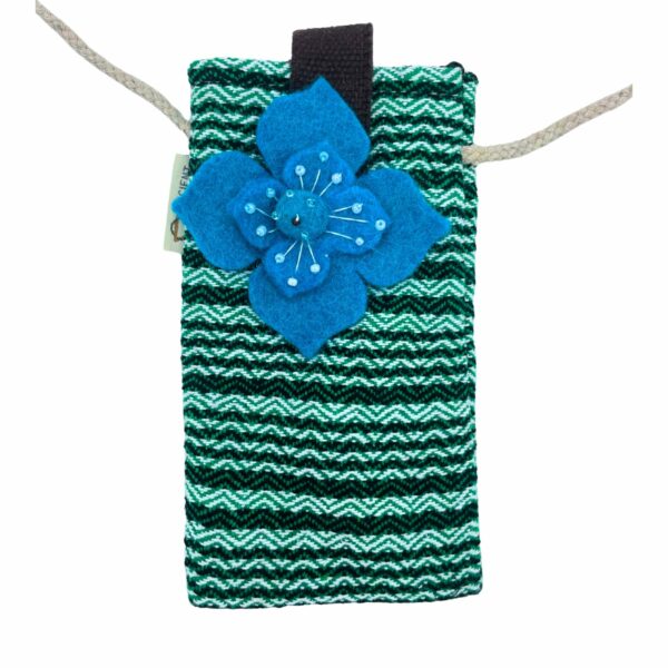 Phone Holder Bag Stripes Green  - flower decor - Image 4