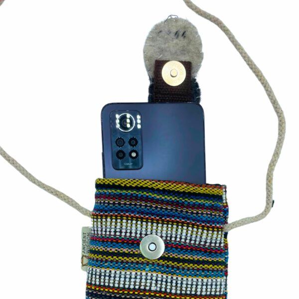 Phone Holder Bag Stripes Multi and White  - owl decor - Image 2