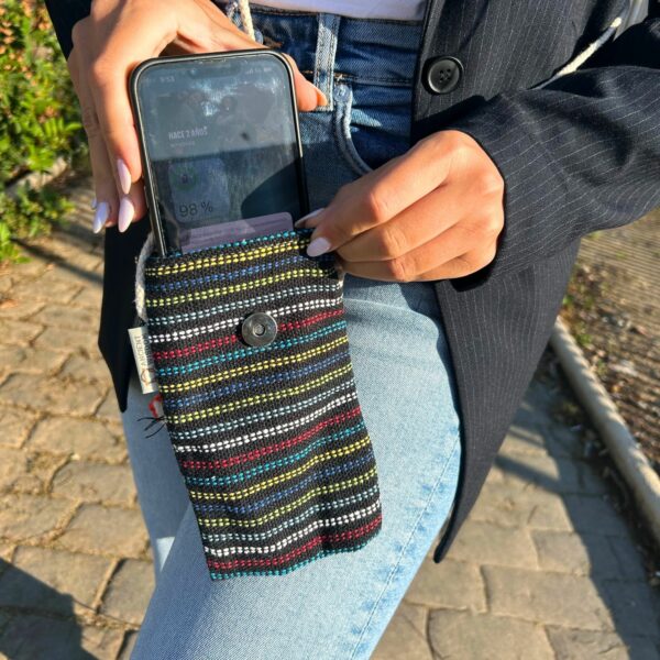 Phone Holder Bag Black and Multi - fox decor - Image 3