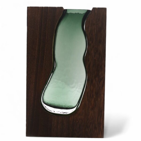 Lrg Glass Vase/Terrarium inside Dark Tung Wood - Image 2