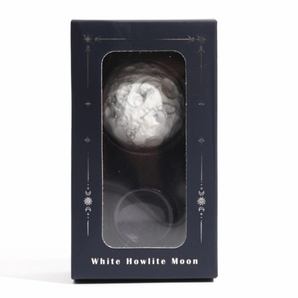 White Howlite Planet on a Sola Goldstone Stand (MOON) - Image 9