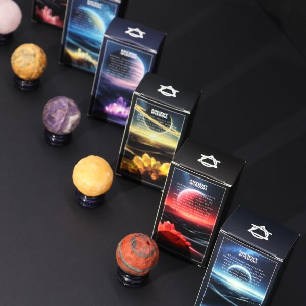 Yellow Jade Planet on a Sola Goldstone Stand (SATURN) - Image 5