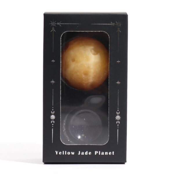 Yellow Jade Planet on a Sola Goldstone Stand (SATURN) - Image 9