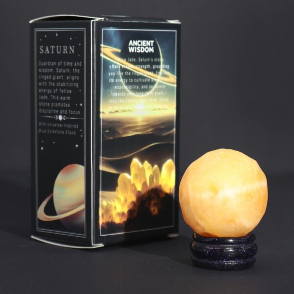 Yellow Jade Planet on a Sola Goldstone Stand (SATURN) - Image 10
