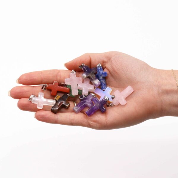 Gemstone Crosses Pendants (12 assorted) 25x18mm - Image 2