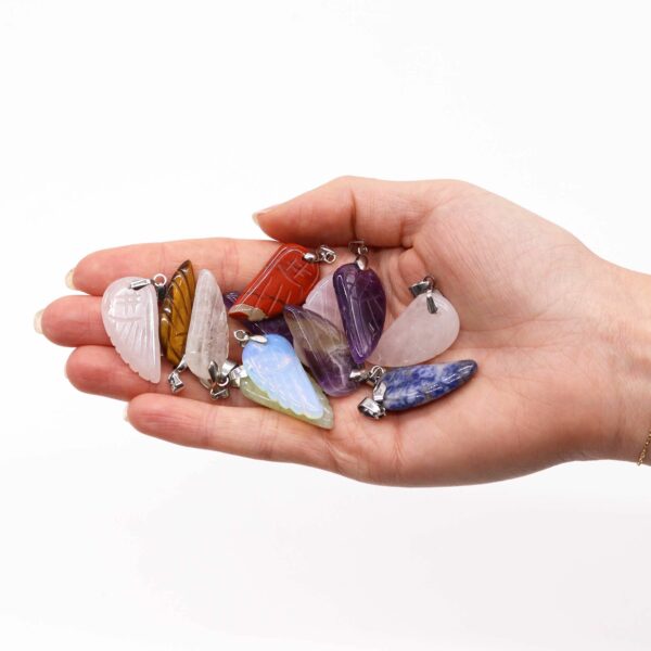 Gemstone Angel Wings Pendants (12 assorted) 28x15mm - Image 2