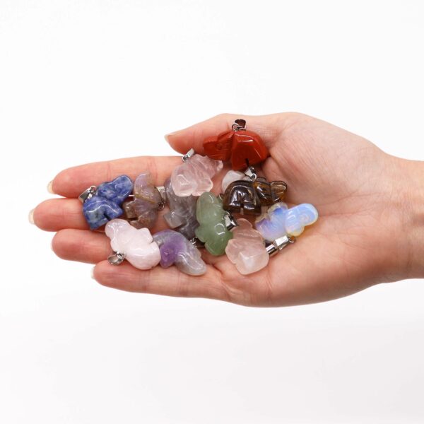 Gemstone Lucky Elephants Pendants (12 assorted) 25x15mm - Image 2